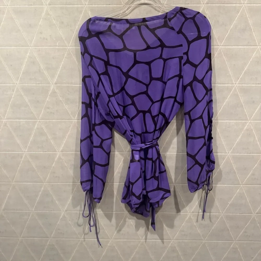 Michael Kors Silk Print purple top L